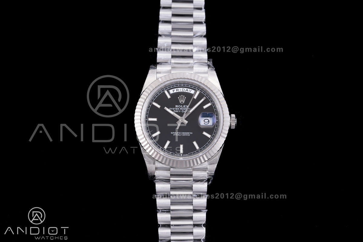 DayDate 40 228239 VSF 1:1 Best Edition Black Stick Dial on President Bracelet VS3255 V2 (Gain Weight)182g