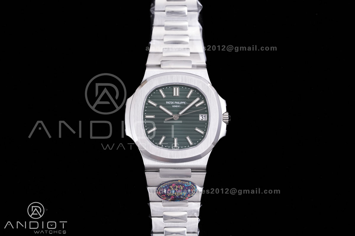 Nautilus 5711/1A SS VF 1:1 Best Edition Green Textured Dial On SS Bracelet Super Clone 324