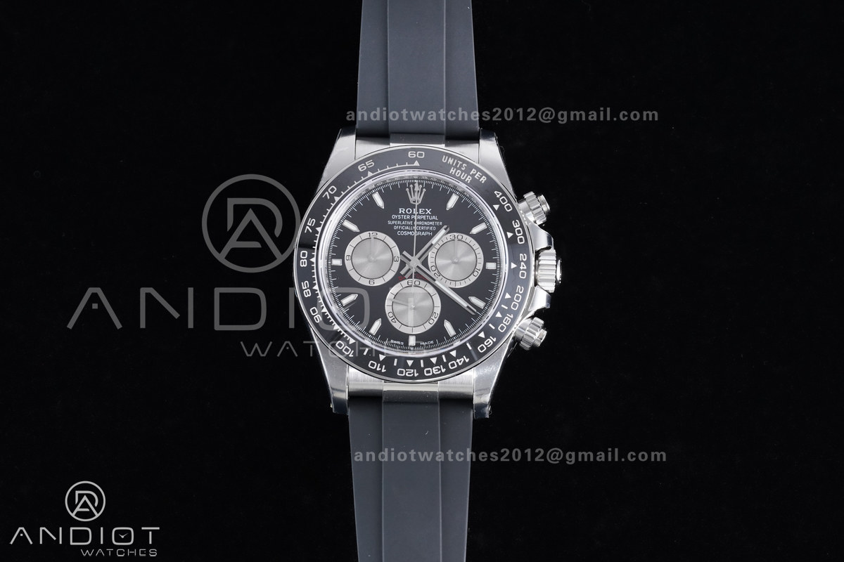 Daytona 126519 VSF 1:1 Best Edition Black/Silver Stick Dial on Oysterflex Strap VS4131 V2 (Weighted)