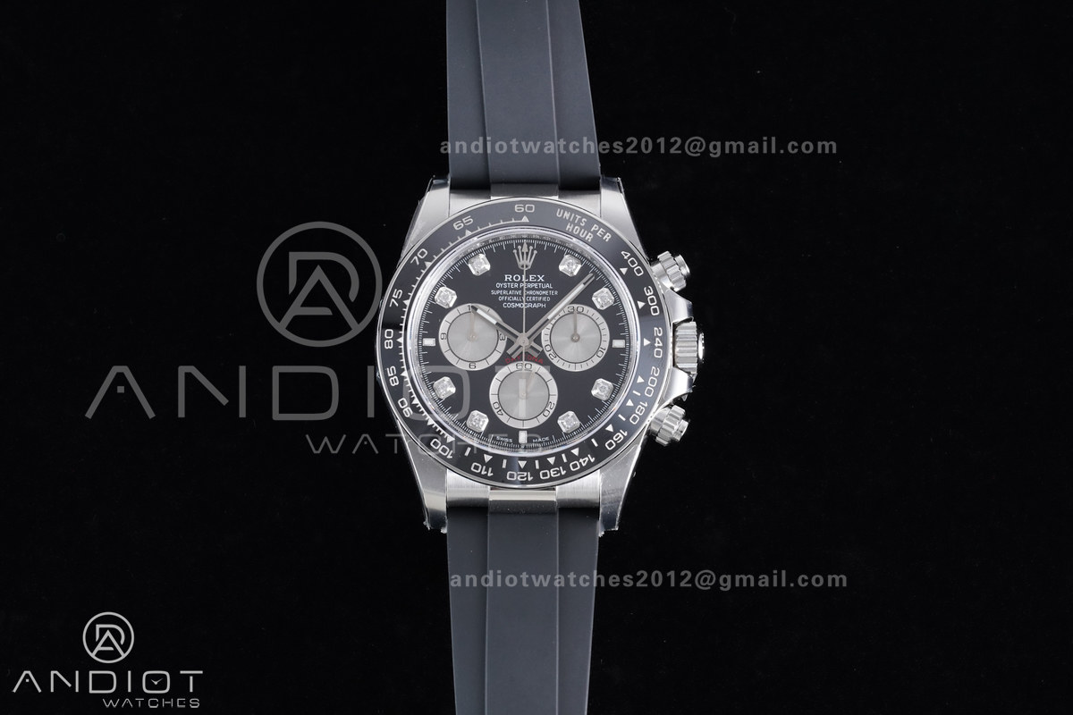 Daytona 126519 VSF 1:1 Best Edition Black/Silver Diamonds Dial on Oysterflex Strap VS4131 V2 (Weighted)