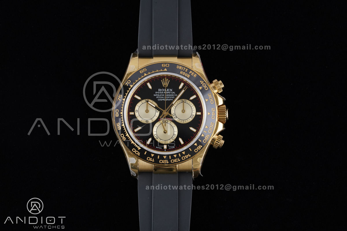 Daytona 126518 QF 1:1 Best Edition Black/YG Dial on Oysterflex Strap QF4131 V10 (Gain Weight)