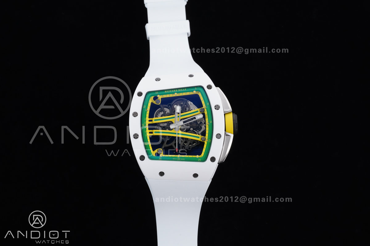 RM061 White Ceramic APSF 1:1 Best Edition on White Rubber Strap RMUL2 Super Clone