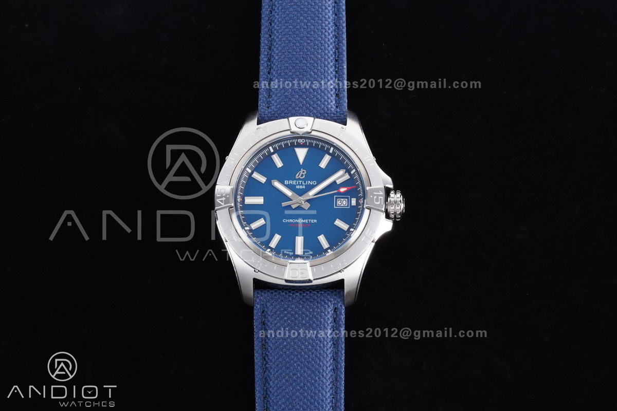 Avenger Chronometer 42mm SS BLSF 1:1 Best Edition Blue Dial On Blue Nylon Strap A2824