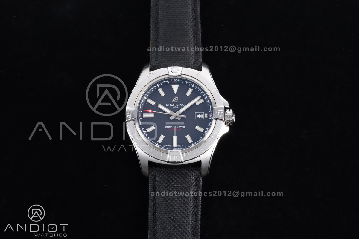 Avenger Chronometer 42mm SS BLSF 1:1 Best Edition Black Dial On Black Nylon Strap A2824