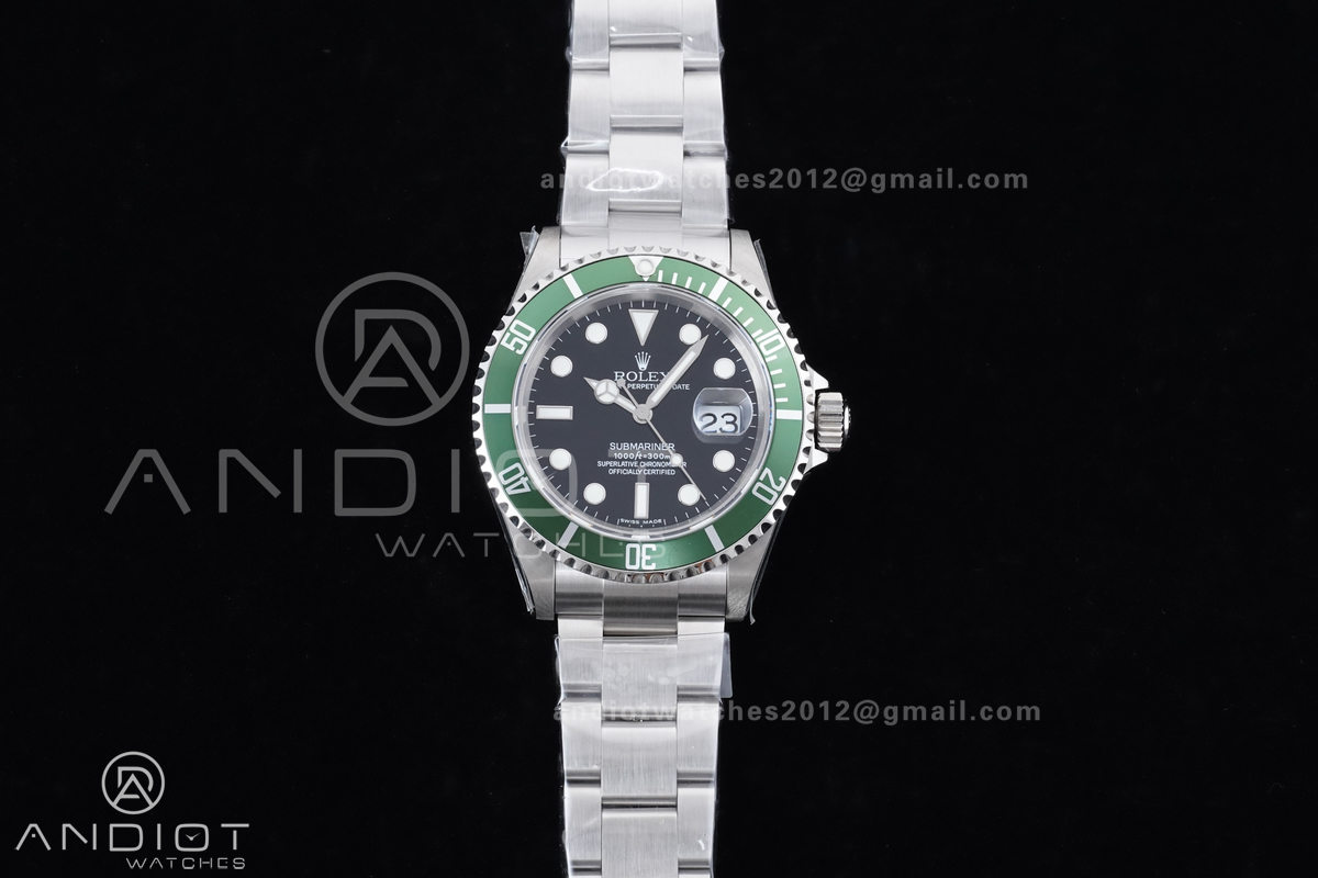 Submariner 16610 LV Green No Rehaut Engraving 904L Steel TMF 1:1 Kermit Best Edition on SS Bracelet SH3135