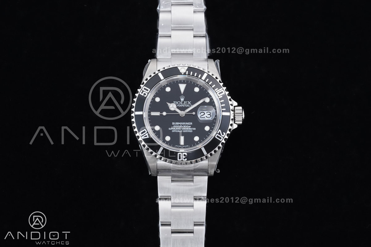 Submariner 16610 LN Black No Rehaut Engraving 904L Steel TMF 1:1 Best Edition on SS Bracelet SH3135