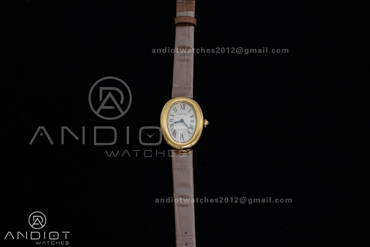 Baignoire Watch YG AF 1:1 Best Edition White Dial on Brown Croco RONDA Quartz