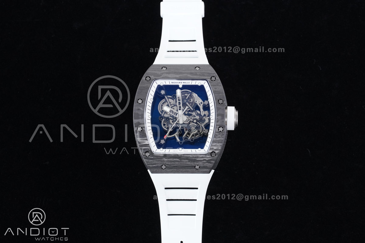 RM055 NTPT/Ti APSF 1:1 Best Edition White Inner Bezel White Crown on Rubber Strap RMUL2 Super Clone