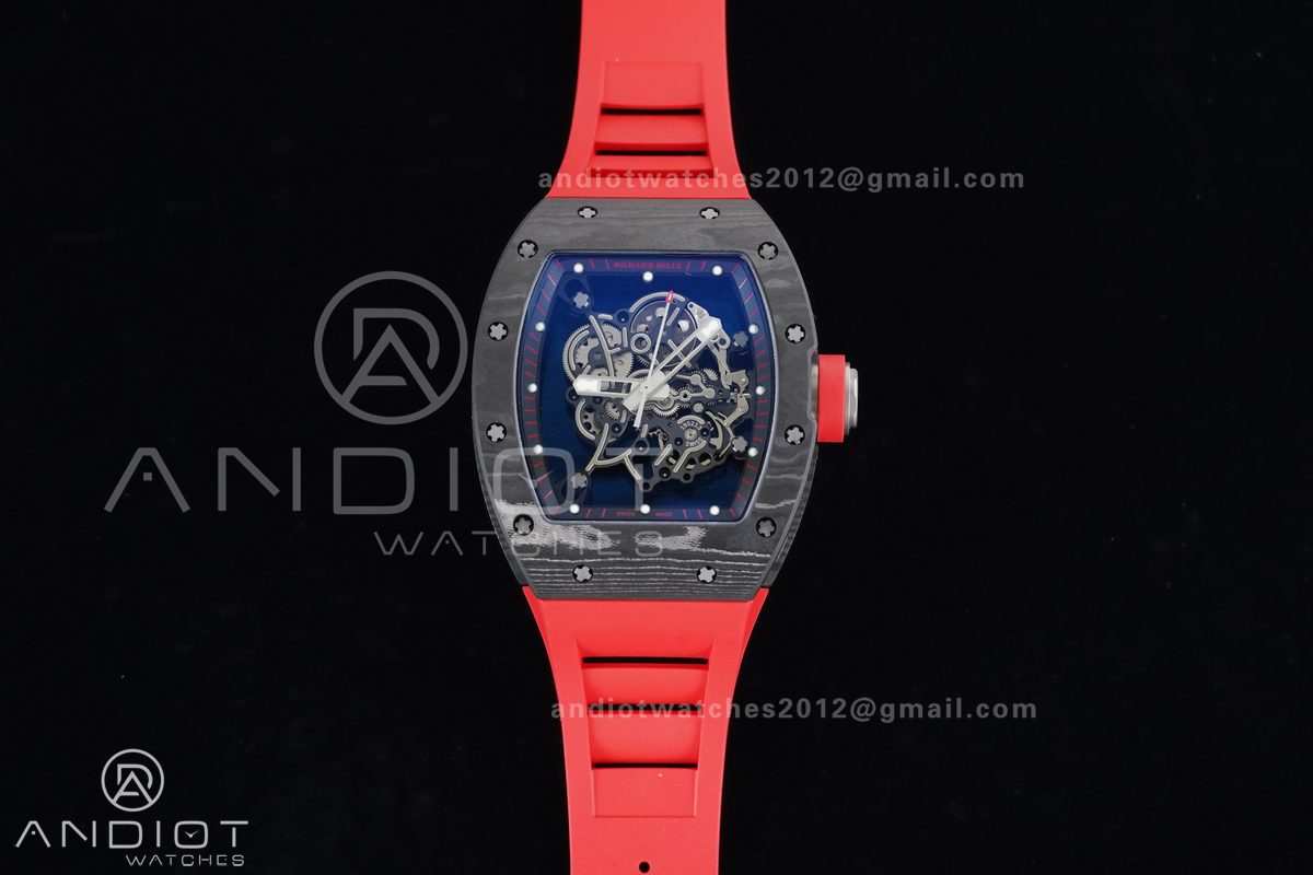 RM055 NTPT/Ti APSF 1:1 Best Edition Black Inner Bezel Red Crown On Red Rubber Strap RMUL2 Super Clone