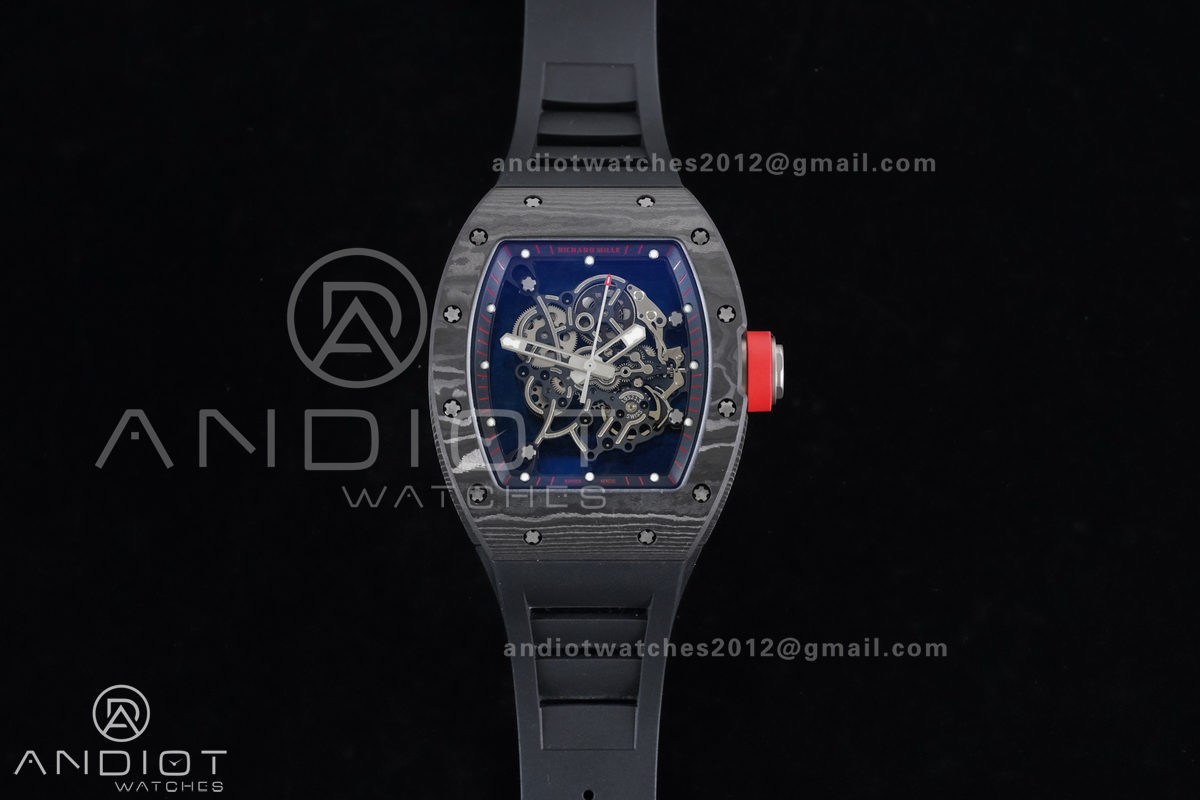 RM055 NTPT/Ti APSF 1:1 Best Edition Black Inner Bezel Red Crown on Black Rubber Strap RMUL2 Super Clone