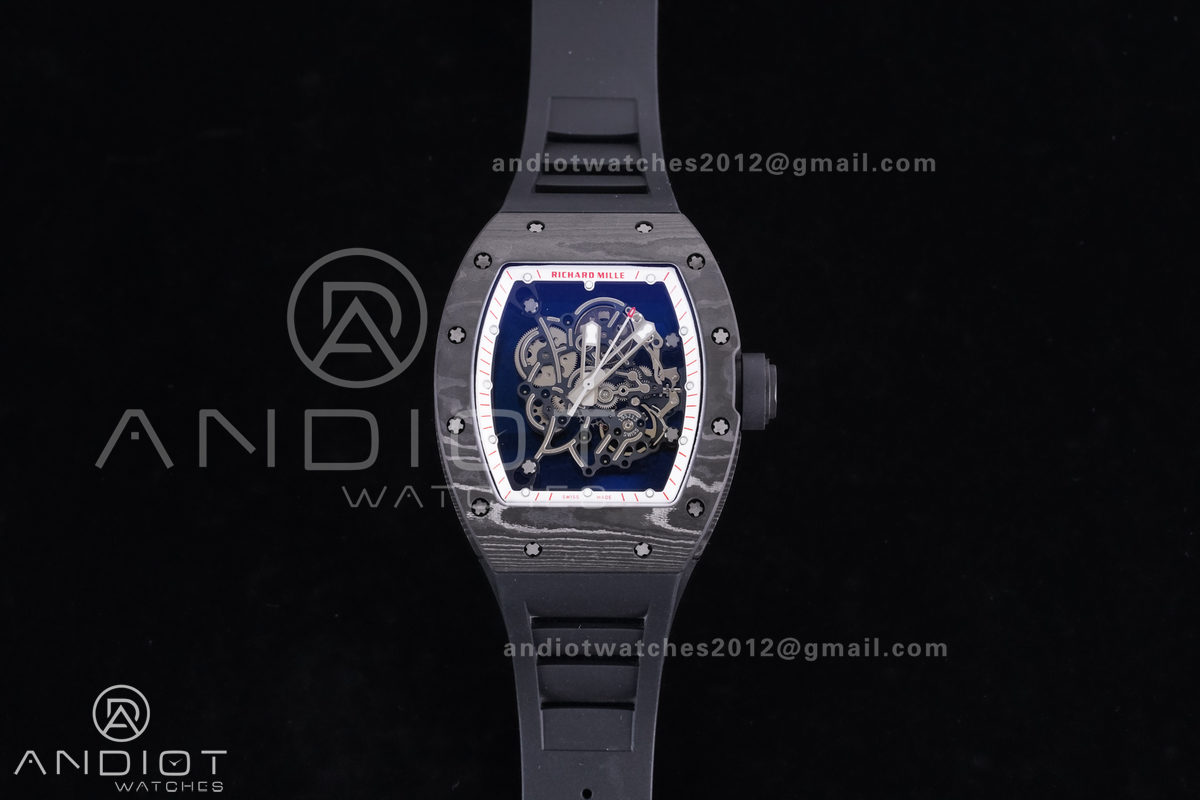 RM055 NTPT/Ti APSF 1:1 Best Edition White Inner Bezel Black Crown on Rubber Strap RMUL2 Super Clone