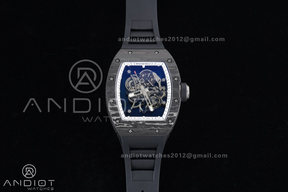 RM055 NTPT/Ti APSF 1:1 Best Edition White Inner Bezel Black Crown on Rubber Strap RMUL2 Super Clone