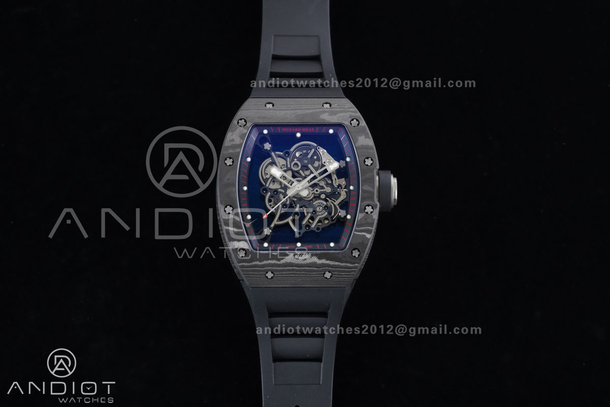 RM055 NTPT/Ti APSF 1:1 Best Edition Black Inner Bezel Black Crown on Black Rubber Strap RMUL2 Super Clone