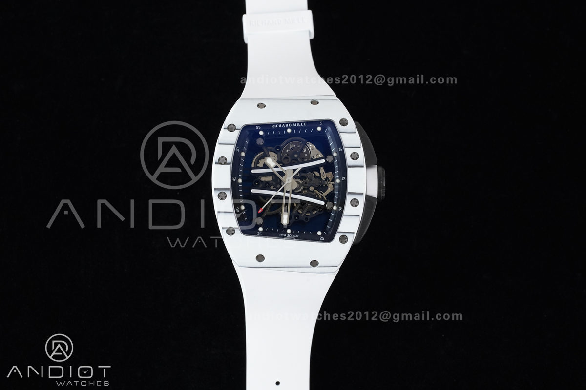 RM061 White Ceramic APSF 1:1 Best Edition on White Rubber Strap RMUL2 Super Clone