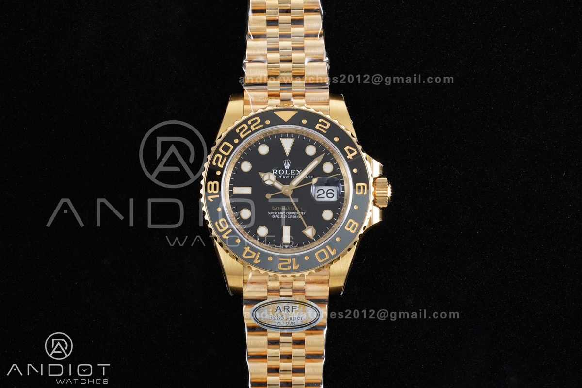 GMT Master II 126718 GRNR ARF Best Edition Black Dial on YG Jubilee Bracelet New SH3285 V2