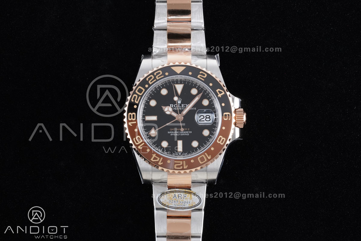 GMT Master II 126711 CHNR 904L SS ARF 1:1 Root Beer Best Edition on SS/RG Bracelet New SH3285 V2 (Gain Weight)