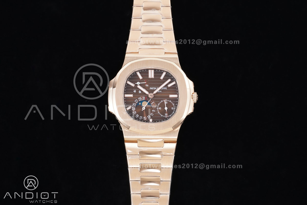 Nautilus 5712 RG PPF 1:1 Best Edition Brown Dial on RG Bracelet A240 Super Clone V3