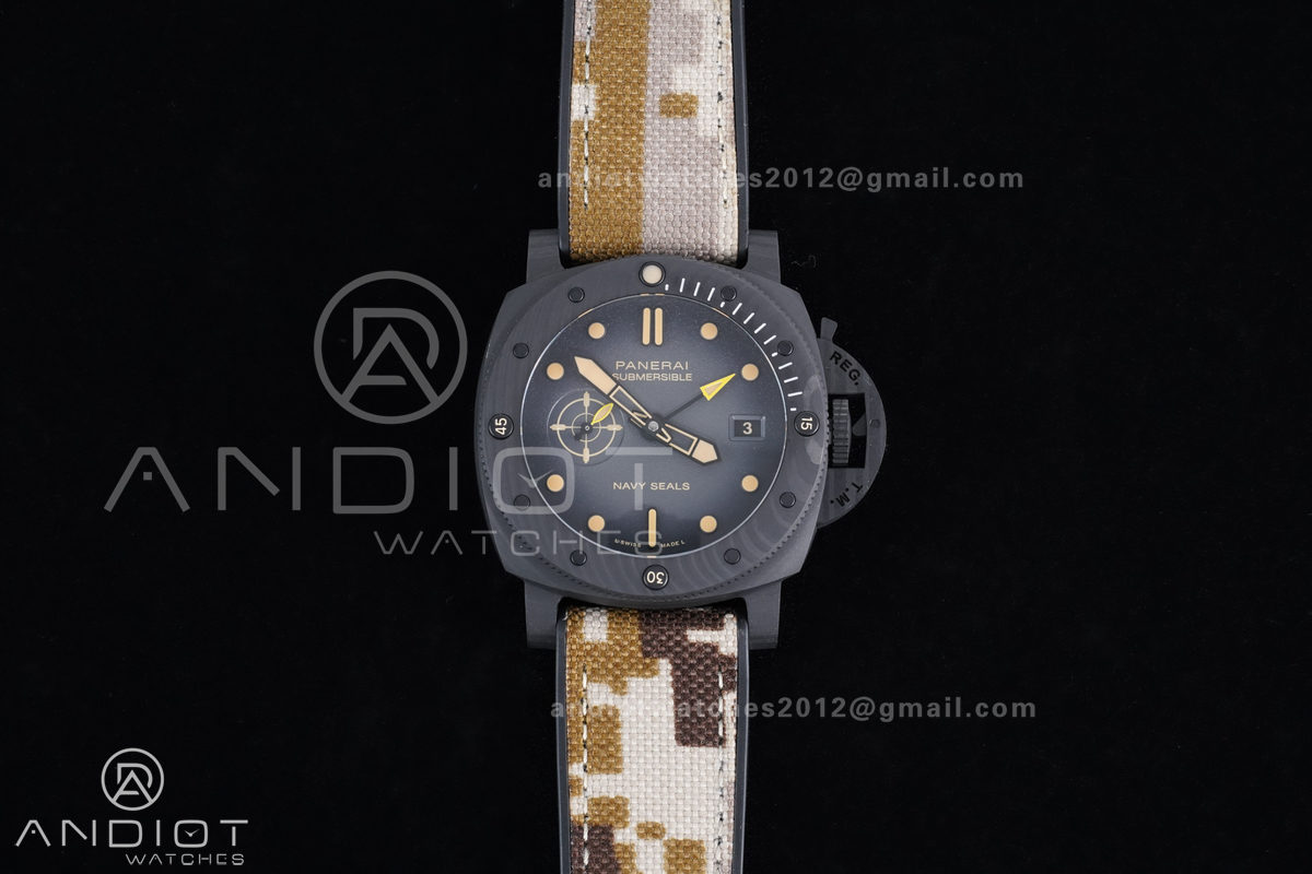 PAM1513 Submersible 44mm VSF 1:1 Best Edition Gray Ombre Dial on Camouflage Strap P900