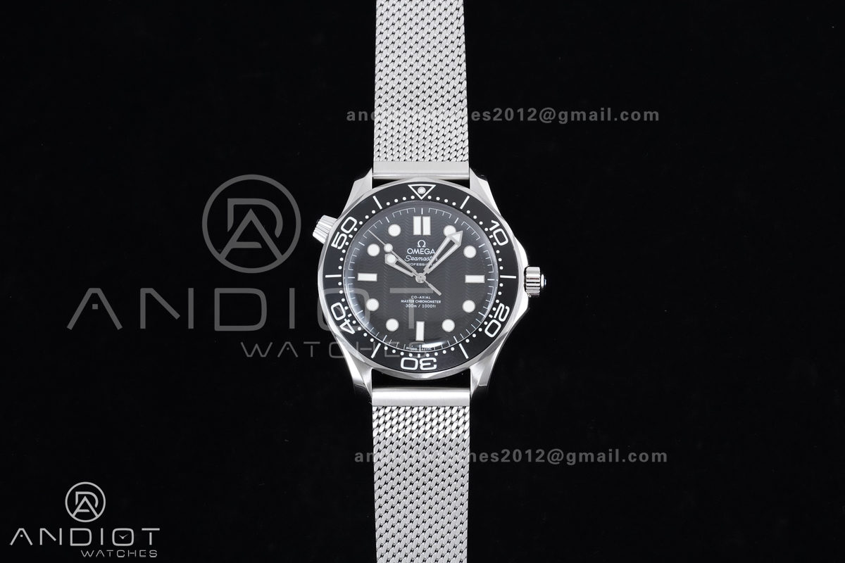 2025 New Seamaster 300 VSF 1:1 Best Edition Black Dial on SS Mesh Bracelet SA8806