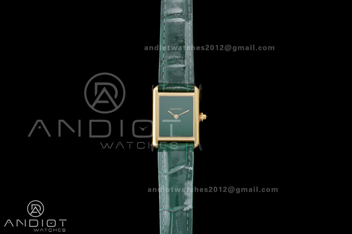 Tank Must 22mm YG AF Best Edition Green Dial On Green Leather Ronda Quartz