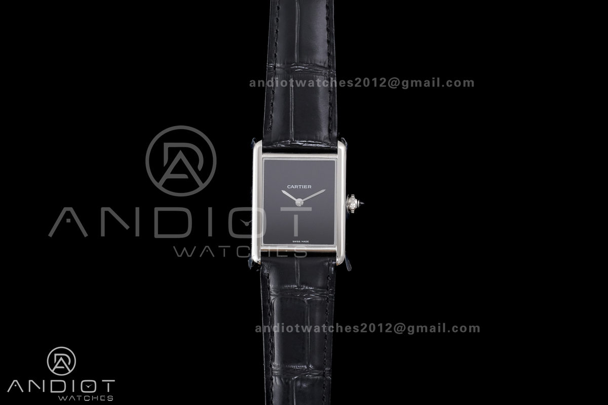 Tank Must 25.5mm SS AF Best Edition Black Dial On Black Leather Ronda Quartz