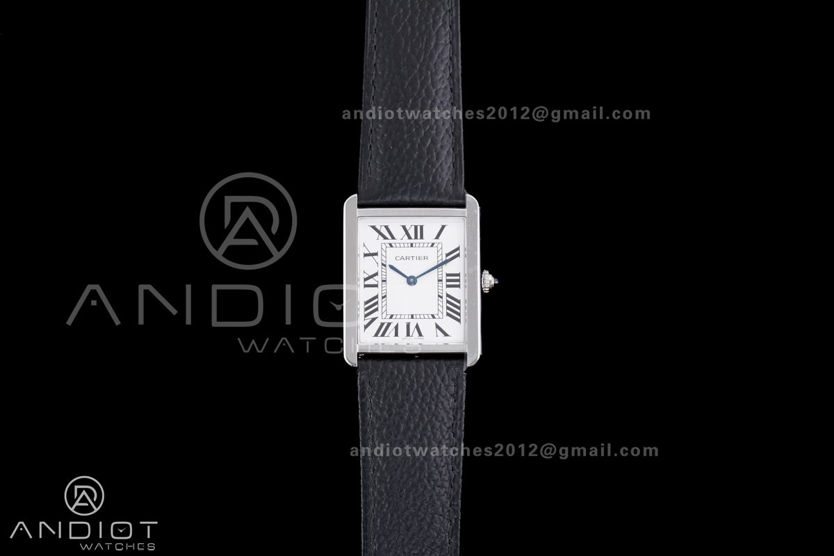 Tank Solo Ladies 27.4mm SS AF 1:1 Best Edition White Dial on Black Leather Strap Ronda Quartz
