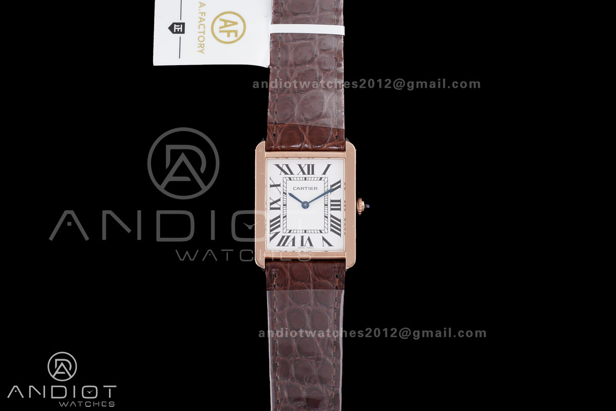 Tank Solo 27.4mm RG AF 1:1 Best Edition White Dial on Brown Croco Leather Strap Ronda Quartz