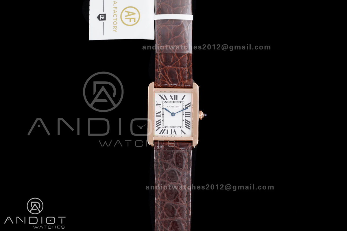 Tank Solo 24.4mm RG AF 1:1 Best Edition White Dial on Brown Croco Leather Strap Ronda Quartz