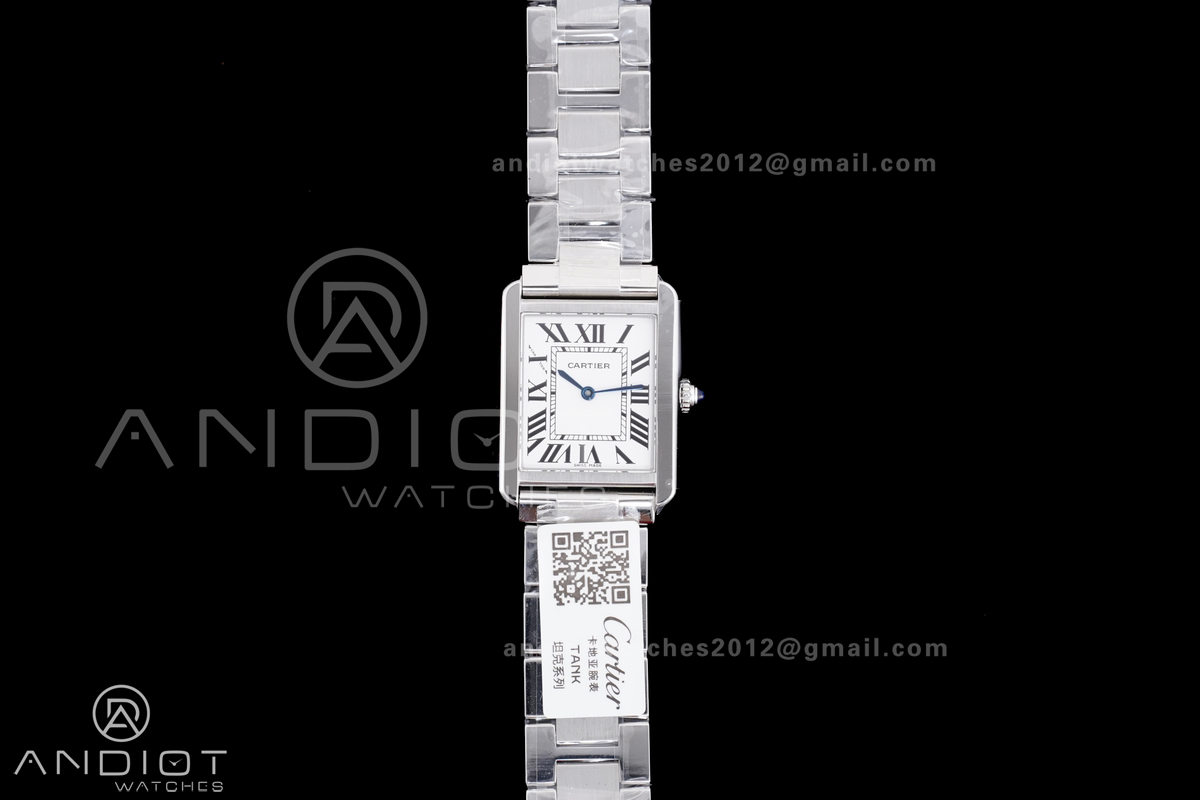 Tank Solo 31x24.4mm AF SS White Dial on SS Bracelet Ronda Quartz