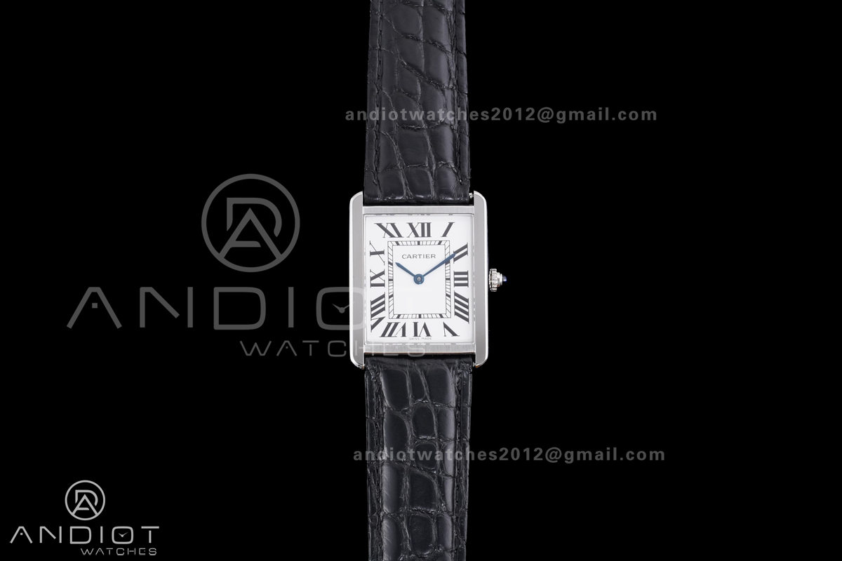 Tank Solo Ladies 27.4mm SS AF 1:1 Best Edition White Dial on Black Croco Leather Strap Ronda Quartz