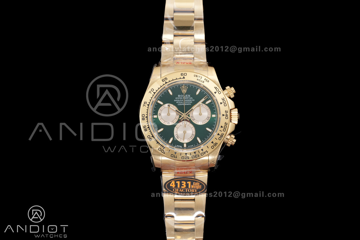 2025 Daytona 126508 QF 1:1 Best Edition Green/YG Dial on YG Bracelet QF4131 V6 (Gain Weight)