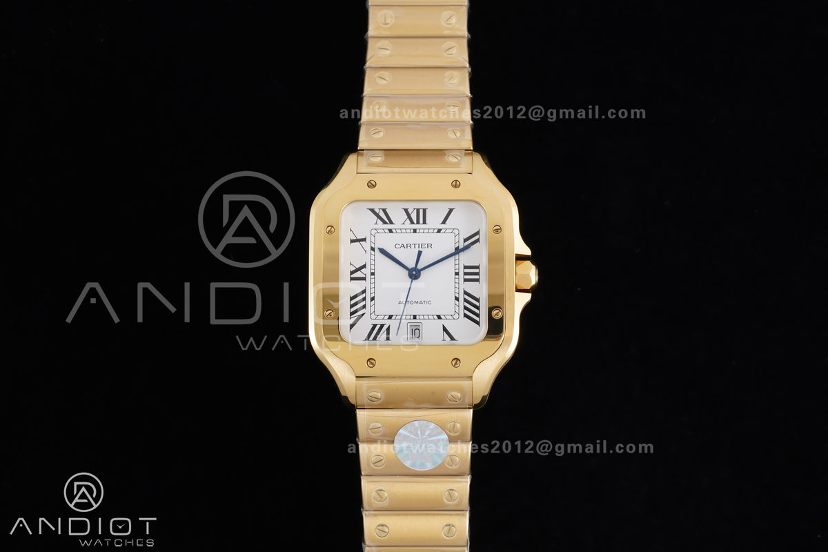 Santos de Cartier 40mm BVF 1:1 Best Edition YG White Dial on YG Smart-Links Bracelet MIYOTA 9019