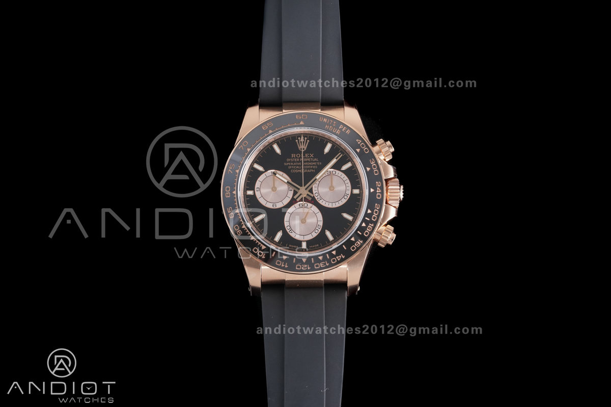 Daytona 126515 Gain Weight VSF 1:1 Best Edition Black Dial RG Sub-dial Stick Marker On Oyster-flex Strap DD4131