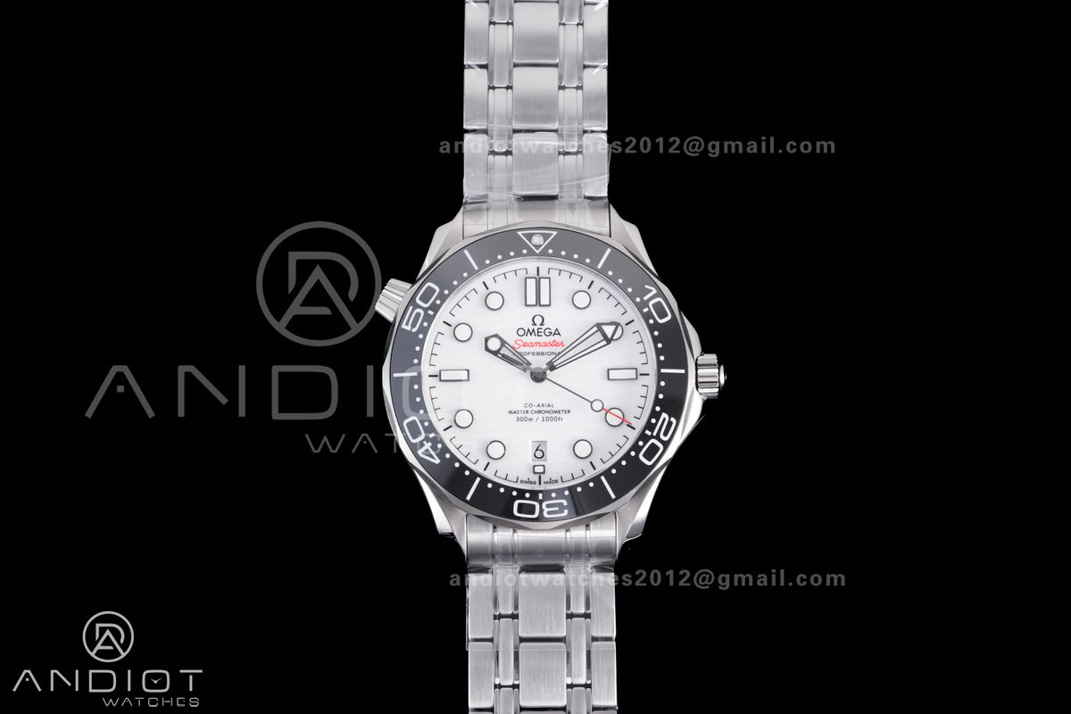 Seamaster Diver 300M Black Ceramic Bezel V4 VSF 1:1 Best Edition White Dial On SS Bracelet Super Clone Asian 8800