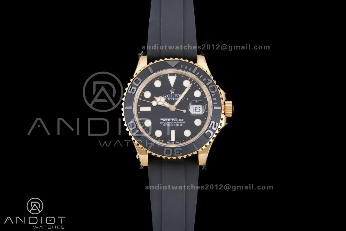 Yacht-Master 42mm 226658 YG QF 1:1 Best Edition 3D Black Ceramic Bezel on Oysterflex Strap SH3235 (Weighted)