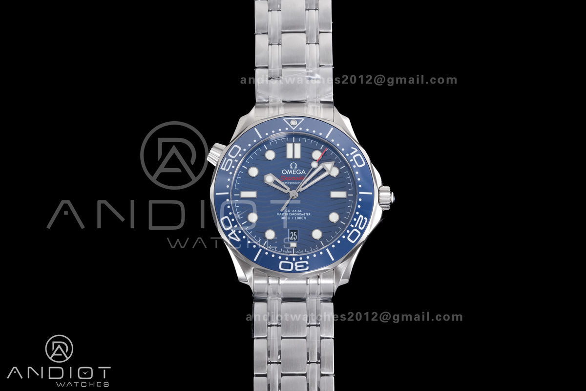 Seamaster Diver 300M Blue Ceramic Bezel V4 VSF 1:1 Best Edition Blue Dial On SS Bracelet Super Clone Asian 8800