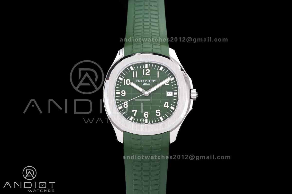 Aquanaut 5168G 42mm SS 3KF 1:1 Best Edition Green Dial on Green Rubber Strap A330 Super Clone V3