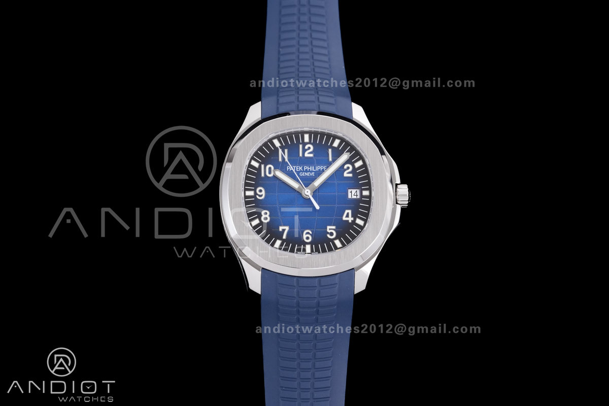 Aquanaut 5168G 42mm SS 3KF 1:1 Best Edition Blue Dial on Blue Rubber Strap A330 Super Clone V3