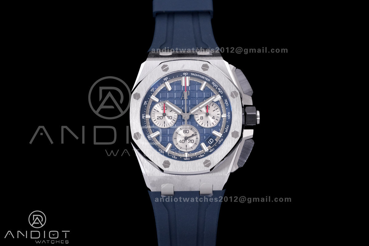 Royal Oak Offshore 43mm 26420TI SS APSF 1:1 Best Edition Blue Dial On Blue Rubber Strap SA4401