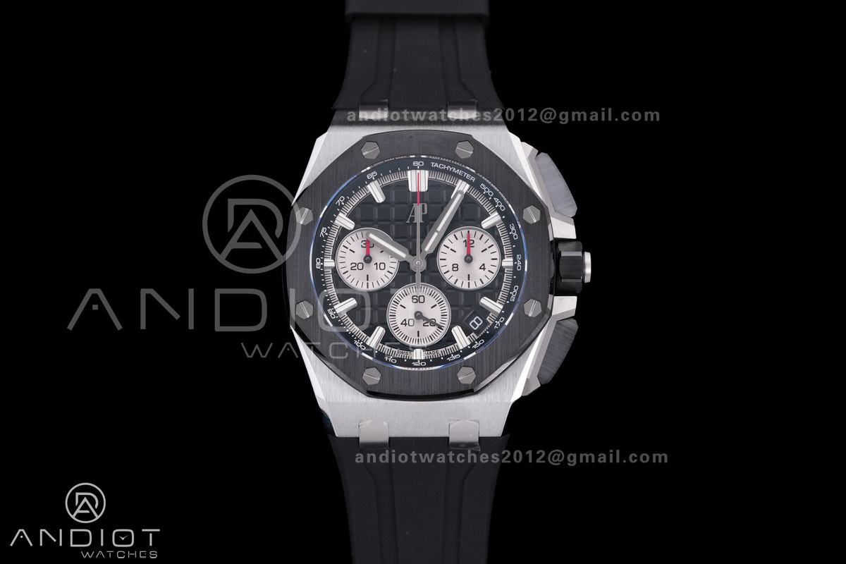 Royal Oak Offshore 43mm 26420SO SS APSF 1:1 Best Edition Black Dial On Black Rubber Strap SA4401 Super Clone