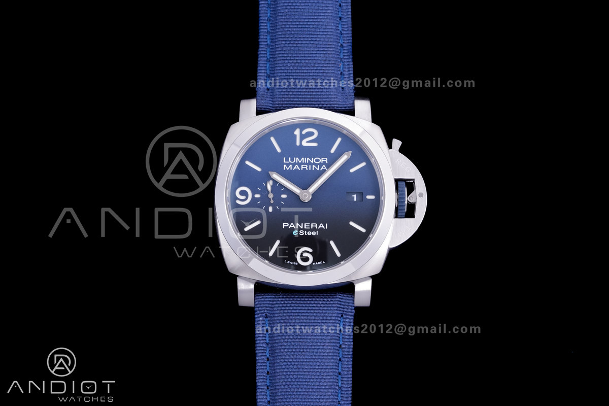 PAM1157 Luminor Marina eSteel VSF 1:1 Best Edition on Blue Nylon Strap P.9010