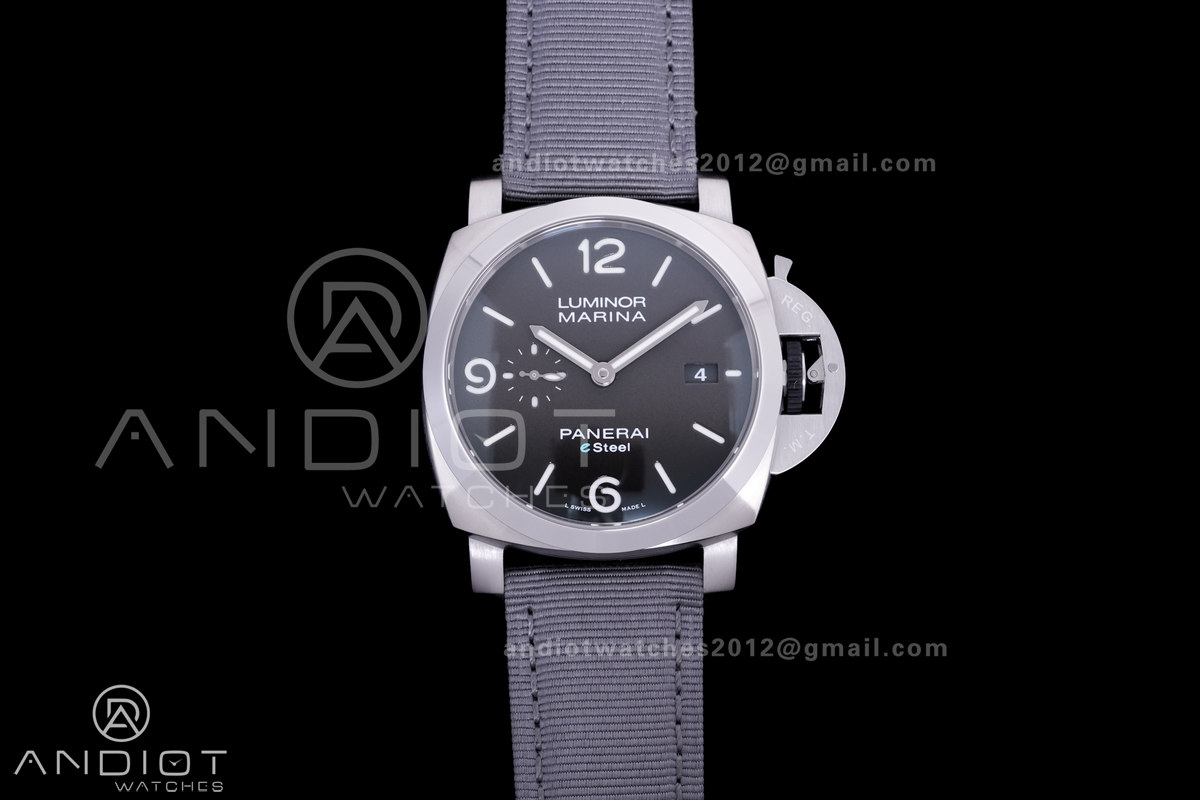 PAM1358 Luminor Marina eSteel VSF 1:1 Best Edition on Gray Nylon Strap P.9010