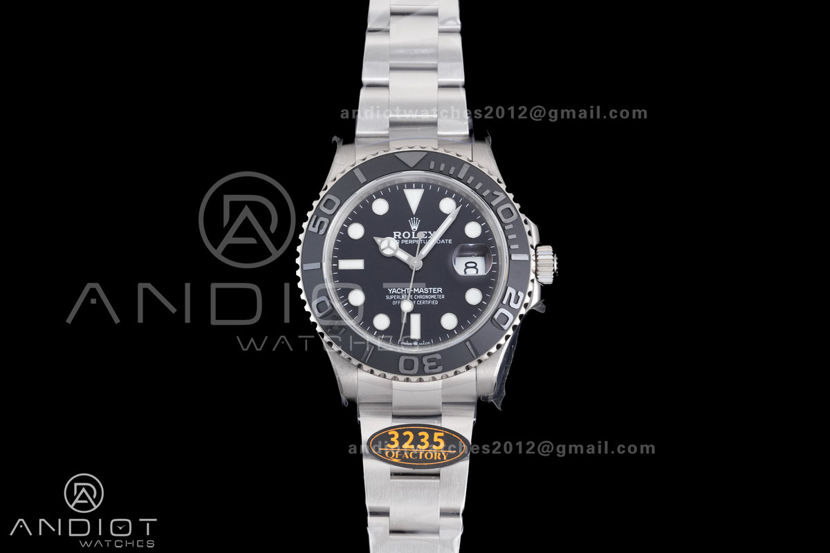 Yacht-Master 226627 Titanium QF 1:1 Best Edition Black Dial On Titanium Bracelet SH3235