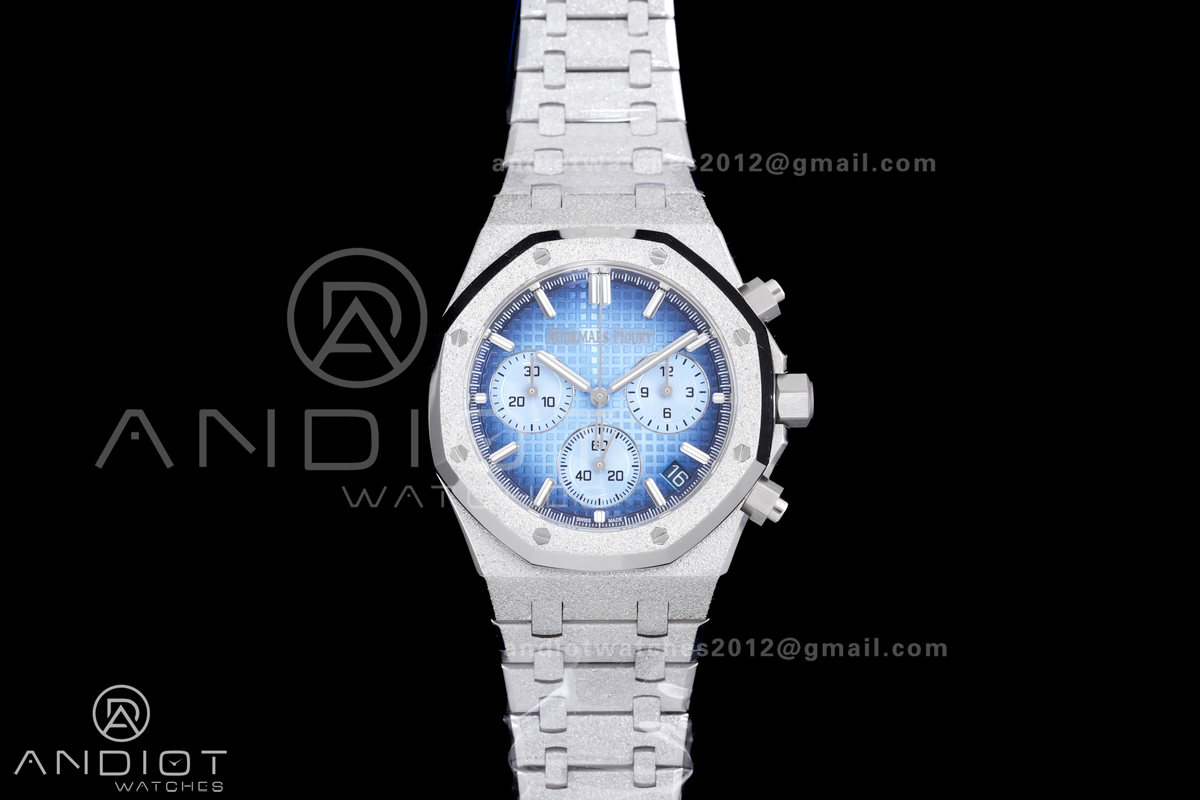 Royal Oak Chrono 26240 Frosted SS APSF 1:1 Best Edition Ice Blue Dial on Bracelet SA4401 Super Clone