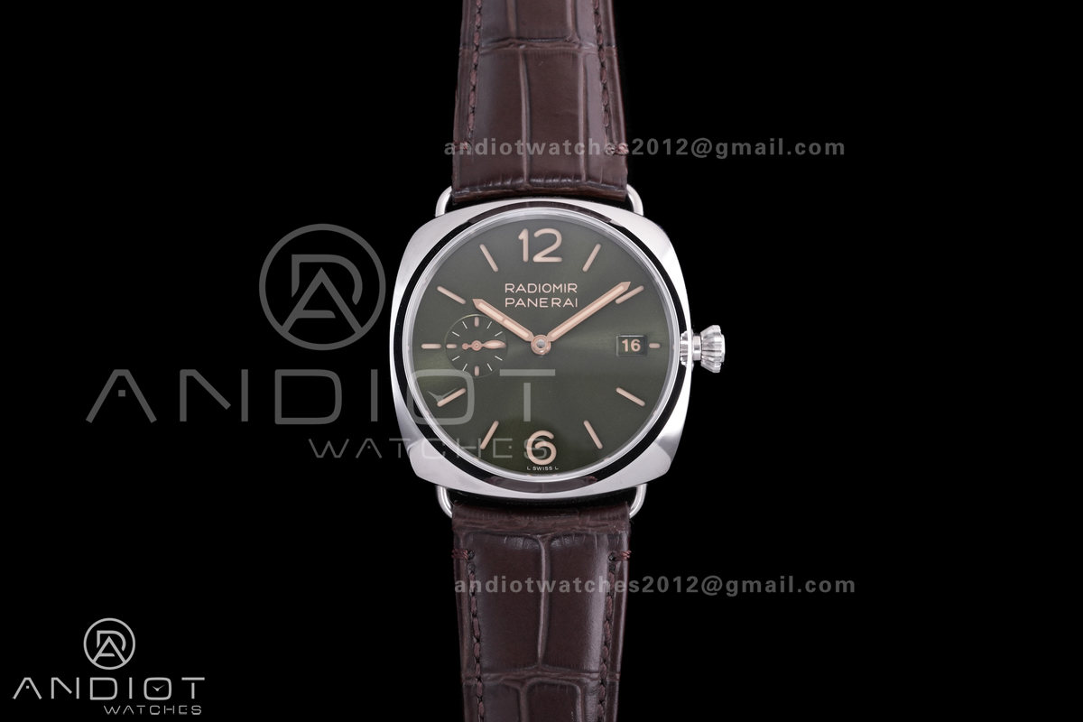 PAM1386 Radiomir 40mm VSF 1:1 Best Edition Green Dial on Brown Leather Strap P900
