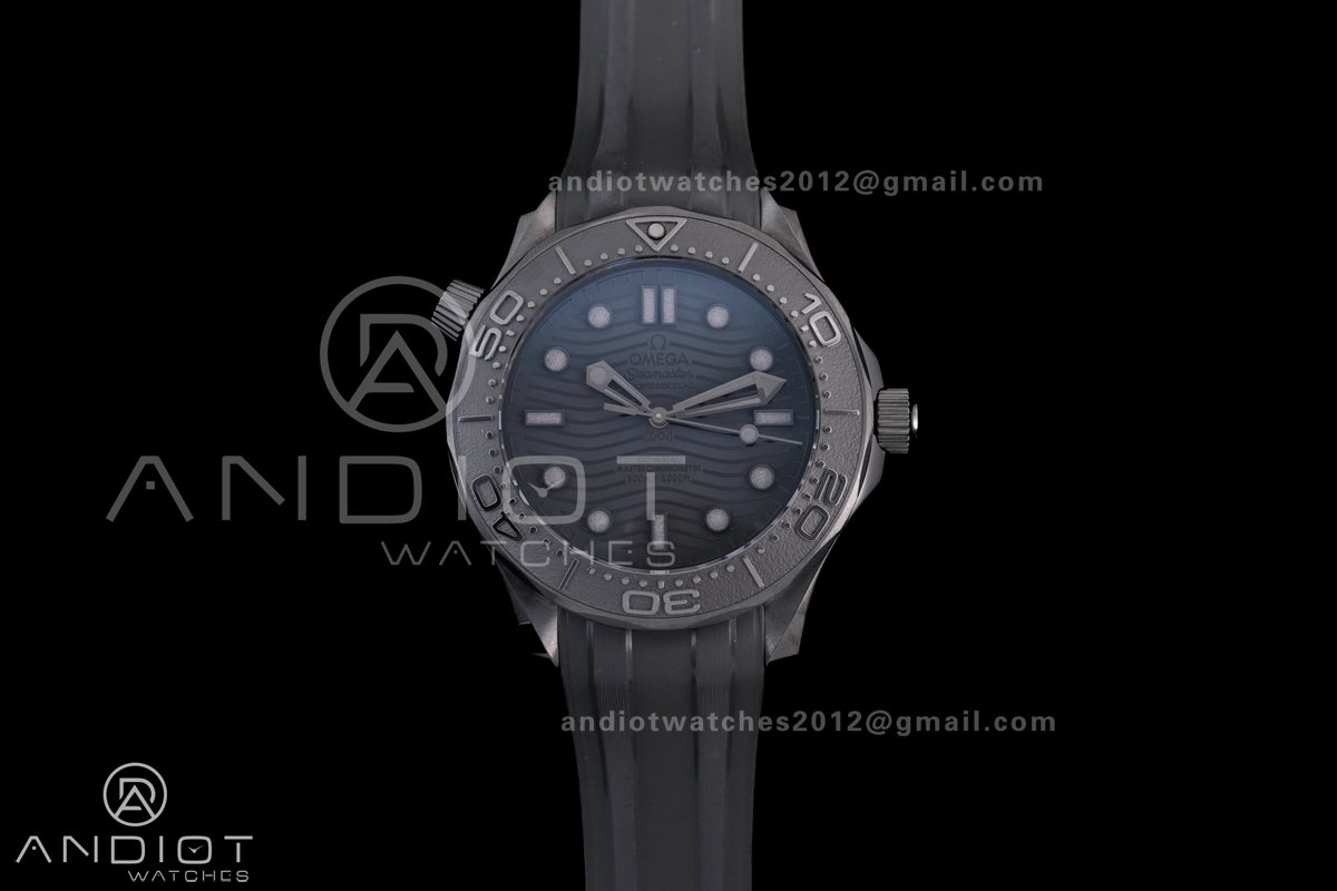 Seamaster Diver 300M Black Ceramic V4 VSF 1:1 Best Edition Black Dial On Black Rubber Strap Super Clone Asian 8806