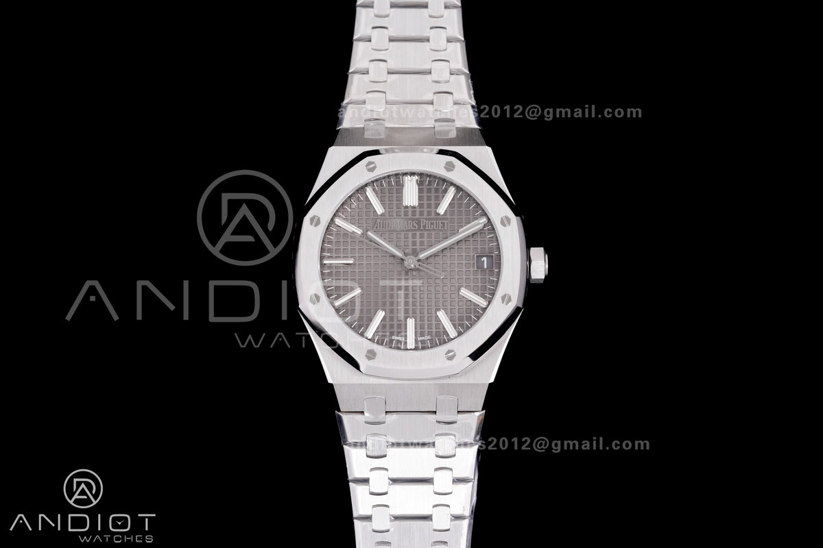 Royal Oak 41mm 15510 "50th Anniversary" SS ZF 1:1 Best Edition Gray Textured Dial on SS Bracelet A4302