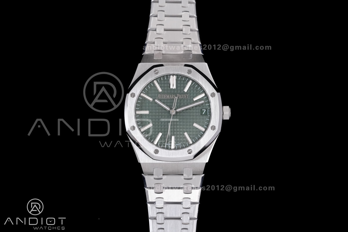Royal Oak 41mm 15510 "50th Anniversary" SS ZF 1:1 Best Edition Green Textured Dial on SS Bracelet A4302