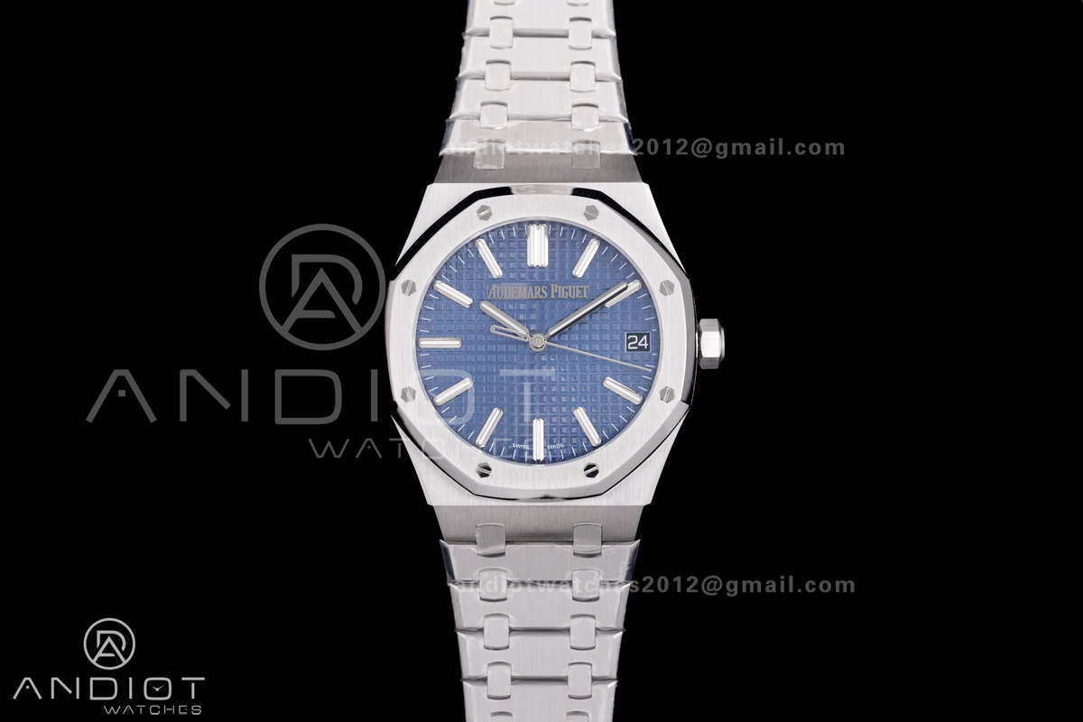 Royal Oak 41mm 15510 "50th Anniversary" SS ZF 1:1 Best Edition Blue Textured Dial on SS Bracelet A4302