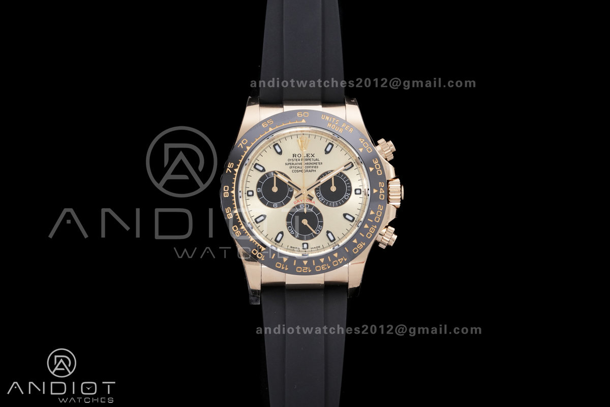 Daytona 116518 BTF 1:1 Best Edition YG/Black Dial on Oysterflex Rubber Strap DD4130 